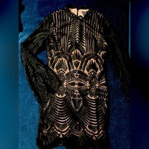 NW Nightway lace black nude lining dress. Size 4. Never worn